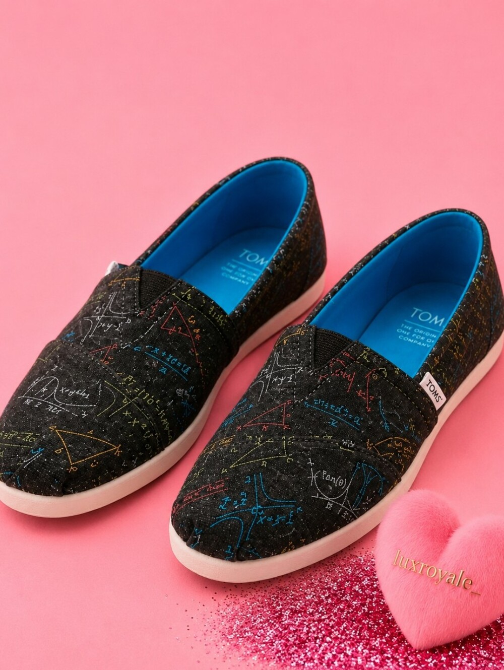 NEW! TOMS Alpargata Slip-On Loafers Math/Chalkboard Print Women’s NWT